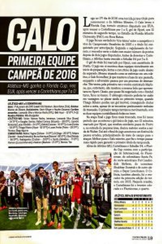 Leia mais sobre o artigo Galo, primeira equipe campeã de 2016