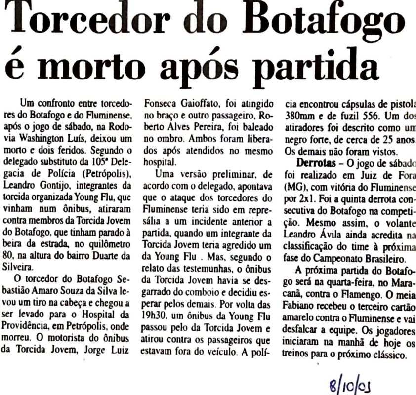 You are currently viewing Torcedor do Botafogo é morto após partida