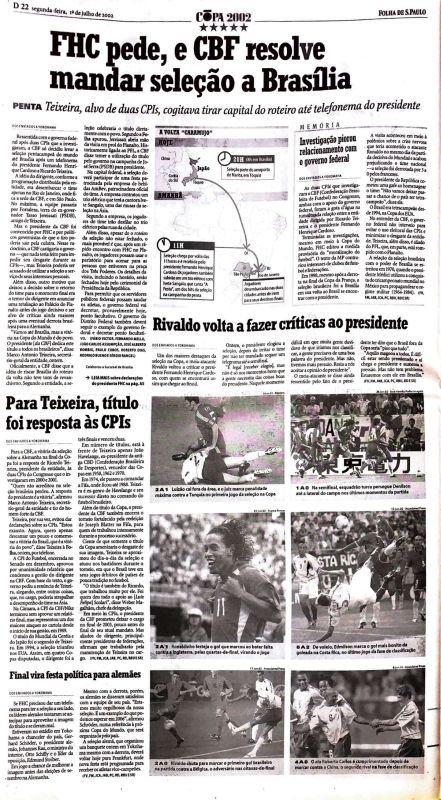 Read more about the article FHC pede, e CBF resolve mandar seleção a Brasília
