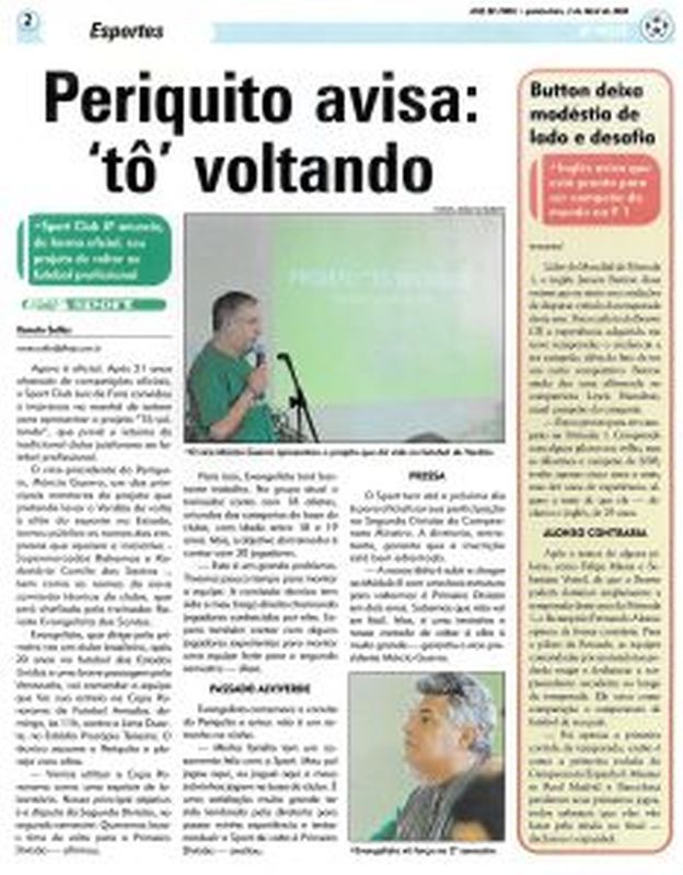 Read more about the article Periquito avisa: “tô” voltndo