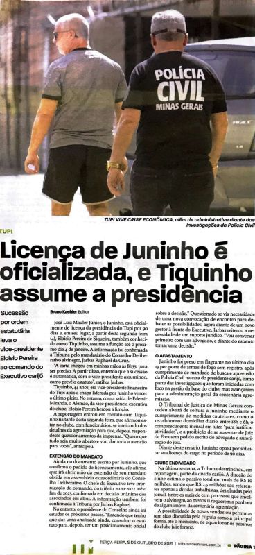 You are currently viewing Licença de Juninho é oficializada, e Tiquinho assume a presidência