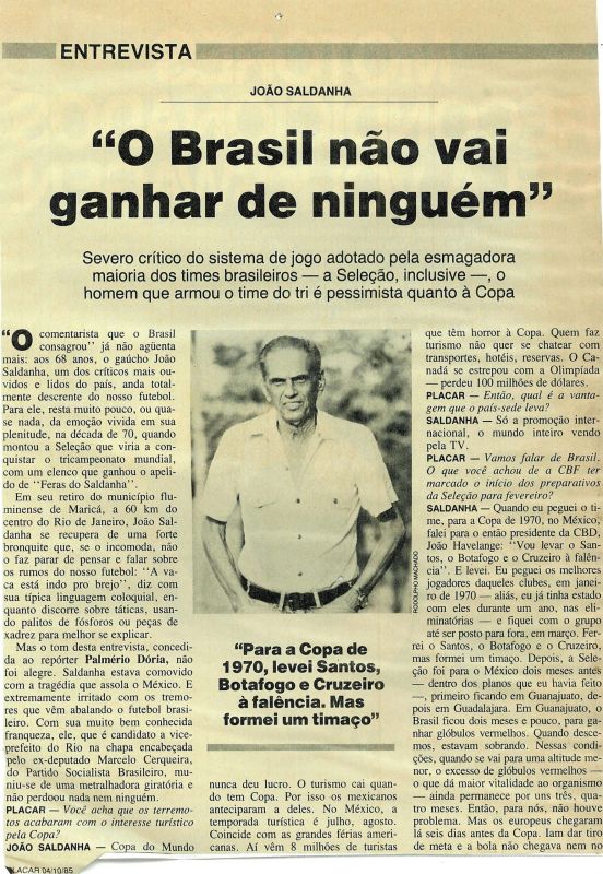 Read more about the article “O Brasil não vai ganhar de ninguém”