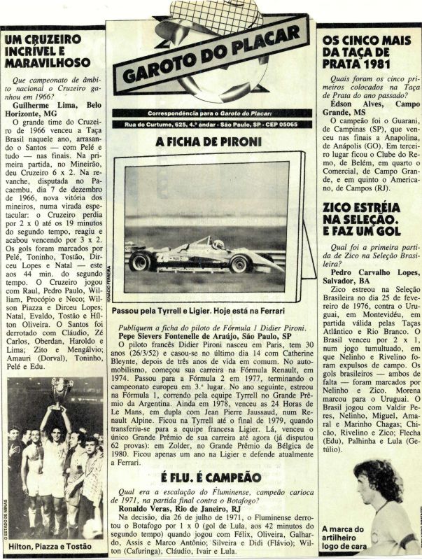 Read more about the article Os cinco mais da Taça Brasil 1981