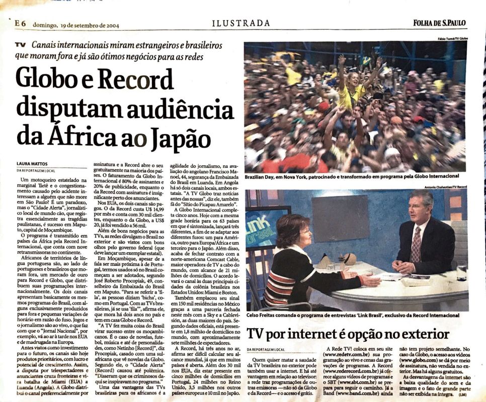 You are currently viewing Globo e Record disputam audiência da África ao Japão