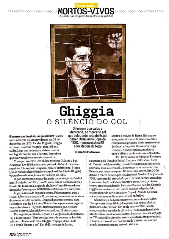Leia mais sobre o artigo Ghiggia, o silêncio do gol